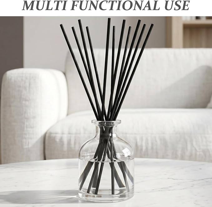 200pcs Fiber Reed Diffuser Sticks: Replacement Refills for Diffuser Bottle - Black Reed Replacement for Oil, Aromatherapy Scents, Home Bedroom, 9.8 Inch
