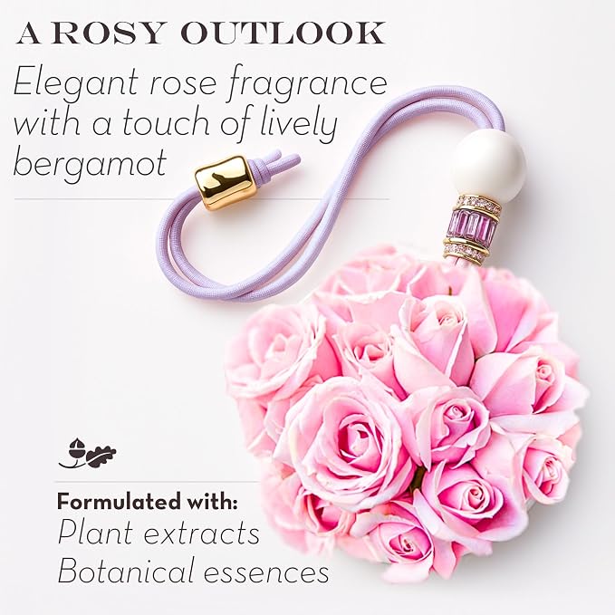 Luxury Car Air Freshener for Women - Refillable & Portable Essential Oil Fragrance Diffuser - Cute Car Accessories & Interior Decor - Mirror Hanging or Vent Clips - Mandala Gold Charm, Rose Scent