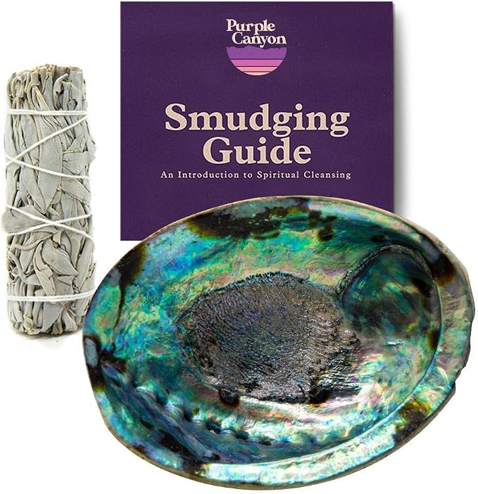 Purple Canyon Authentic Sage Smudge Kit with Abalone Shell for Smudging New Homes & Apartments