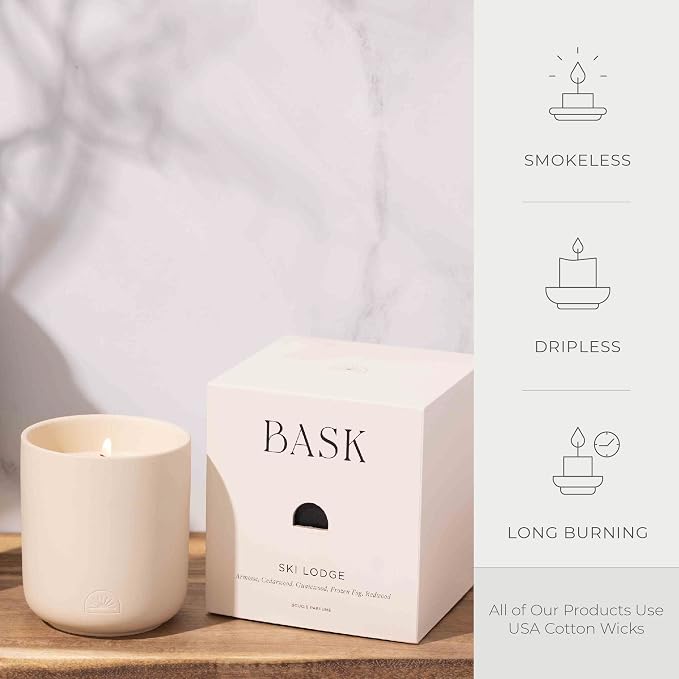Relaxing Candles for Home by BASK - Scented Candles - Winter Candles - Gifts for Women and Men - Scent: Ski Lodge