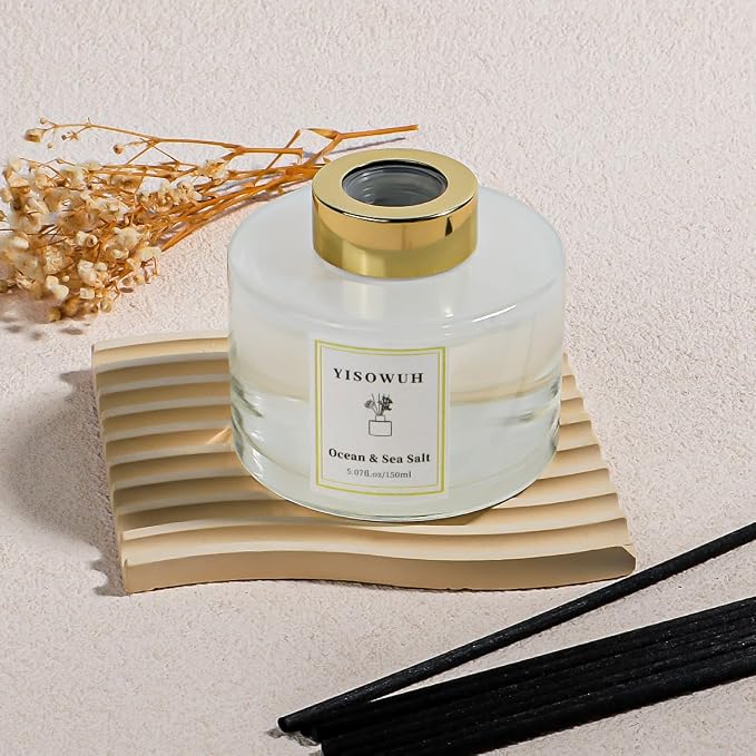 Reed Diffuser Set,5.07 fl oz (150 ml) - Ocean & Sea Salt Oil Diffusers with 8 Reed Sticks,Home Fragrance Reed Diffuser for Bathroom Shelf Decor