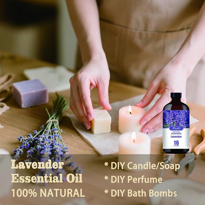 Lavender Essential Oil,Lavender Fragrance Oil, for Sleep Aid, Diffuser, Humidifier, Massage, DIY Soap, Candle, Cleaning, Relaxation, Gift Ready – MLYNKL (16.33 fl oz / 490ml)