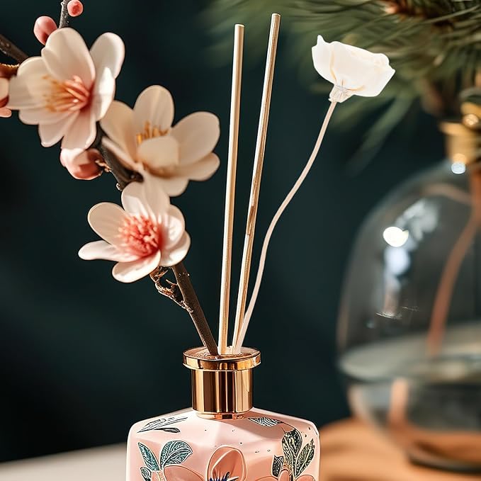 2pcs Reed Diffuser Flowers Home Aroma Diffuser with Rattan Sticks Dried Floral Fragrance for Living Room Decor and Relaxation