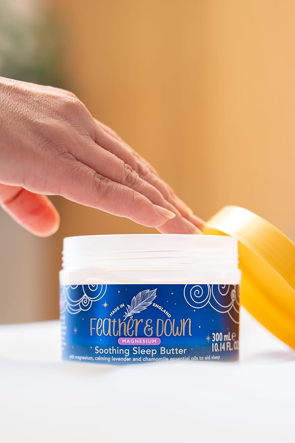 Feather & Down 300ml Magnesium Soothing Sleep Butter, Enriched with Magnesium, Calming Lavender & Chamomile Essential Oils to aid Sleep, Vegan & Cruelty Free