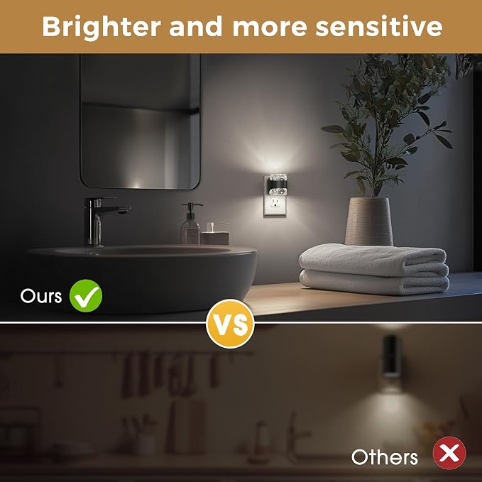 L LOHAS LED Night Light, 5000K Bubble Night Lights Plug into Wall, Acrylic Night Lights with Light Sensor, Adjustable Brightness,Soft White Plug in Nightlights for Rooms Bathroom Hallway