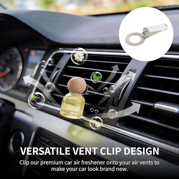Car Air Freshener Diffuser 2 Pack Hanging Air Freshener Diffuser - Jasmine Lily Scent Car Fresheners 120 days Long Lasting Vent Clip 0.34 oz Each Automotive Air Fresheners Gifts for Women Birthday