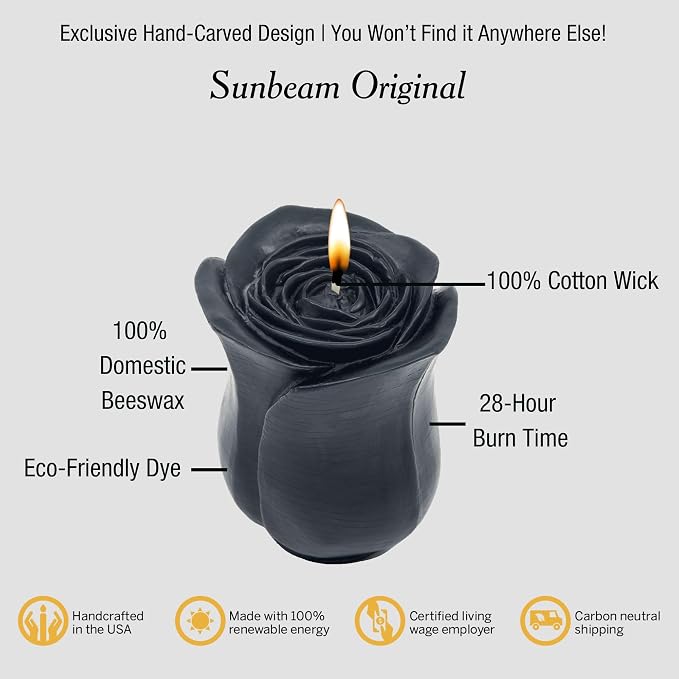Beeswax Rose Candles (Black, Petit)