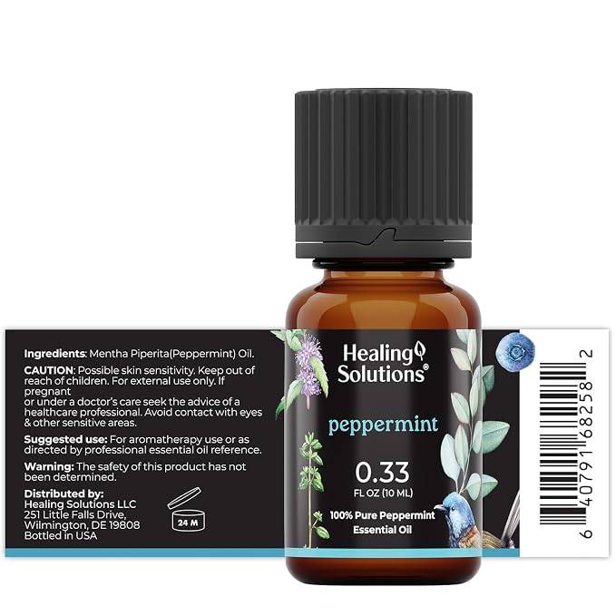 Healing Solutions Peppermint Essential Oil - 0.33 Fluid Ounces