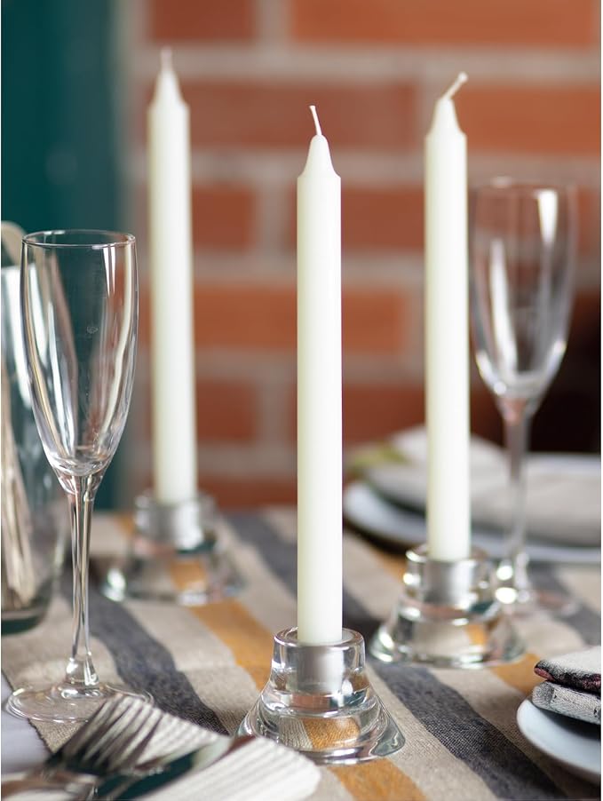 CANDWAX Ivory Taper Candles Pack of 4 - Slow Burning Dripless Unscented Straight Candles 12 inch - Ideal for Dinner Table - Smokeless Long Candlesticks