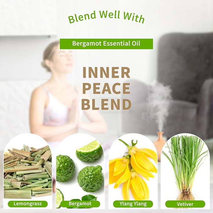 EUQEE Bergamot Essential Oil 118ml Pure Bergamot Oil for Aromatherapy, Diffuser, Sopa Candle Making, Large Bottle with Gift Box -4 fl.oz