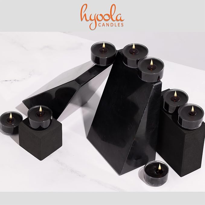HYOOLA Scented Tealight Candles - Clear Cup - Black Tealight Candles Scented - 6 Hour Burn Time - 15 Pack - European Made