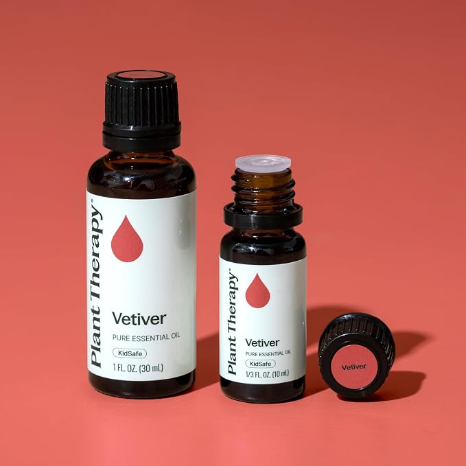 Plant Therapy Vetiver Essential Oil, 10 mL (1/3 oz), 100% Pure and Undiluted, Great for Essential Oil Diffusers and DIY Skincare