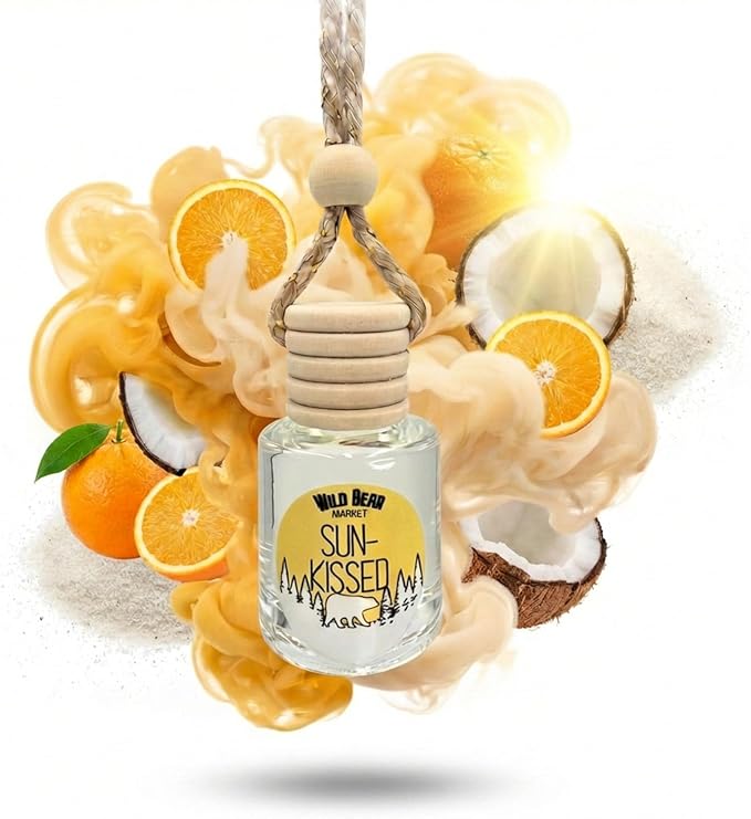 Car Freshener – Long Lasting Natural Fragrance Oil, Glass Bottle Diffuser, Toxin-Free, Made in USA – Sun Kissed