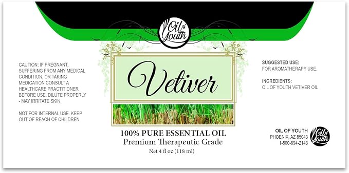 Oil of Youth 4 fl oz, Pure Vetiver Essential Oil