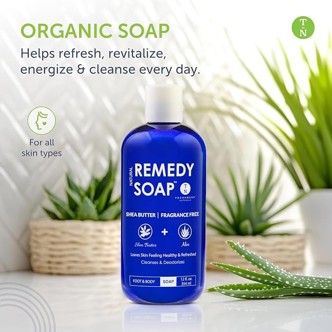 Truremedy Naturals Shea Butter Body Wash – Fragrance-Free Moisturizing Shower Gel for Men and Women – Hydrating Body Soap with Aloe, Jojoba, and Rosemary Oil, 12 oz