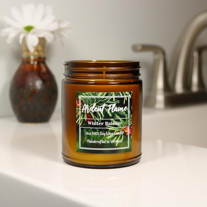 Candles | Winter Balsam | 100% Natural Soy Wax Candle for Home Decor | Highly Scented | Premium Fragrance | Handmade in Vermont, USA | 8 oz | Long Lasting | Gift for Women and Men