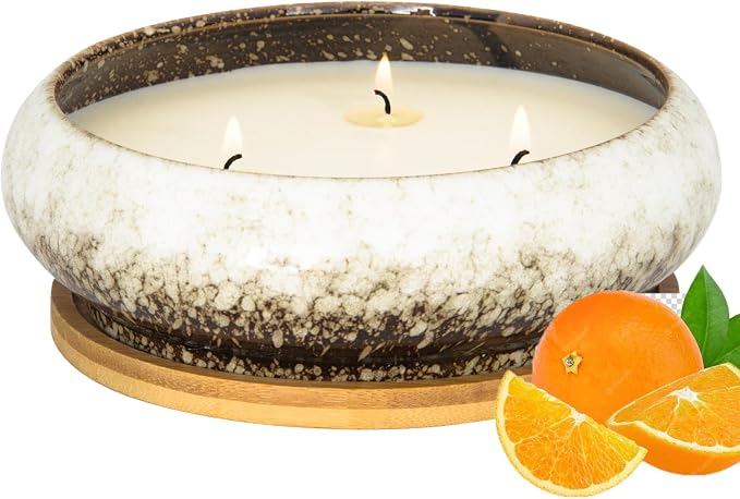 Scented Candles, 3 Wicks Large Citrus Candle for Home Scented, 17 oz Aromatherapy Candle Gifts for Women, Decorative Natural Soy Candles with Long Lasting Ideal for Mother's Day Birthday Anniversary