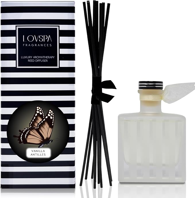 Reed Diffuser Set, Vanilla Antilles Scented Oil Diffuser with Sticks, Home Fragrance Accessories for Bathroom Shelf Decor, Aroma Diffusers for Home or Office Fall Decor, USA Made