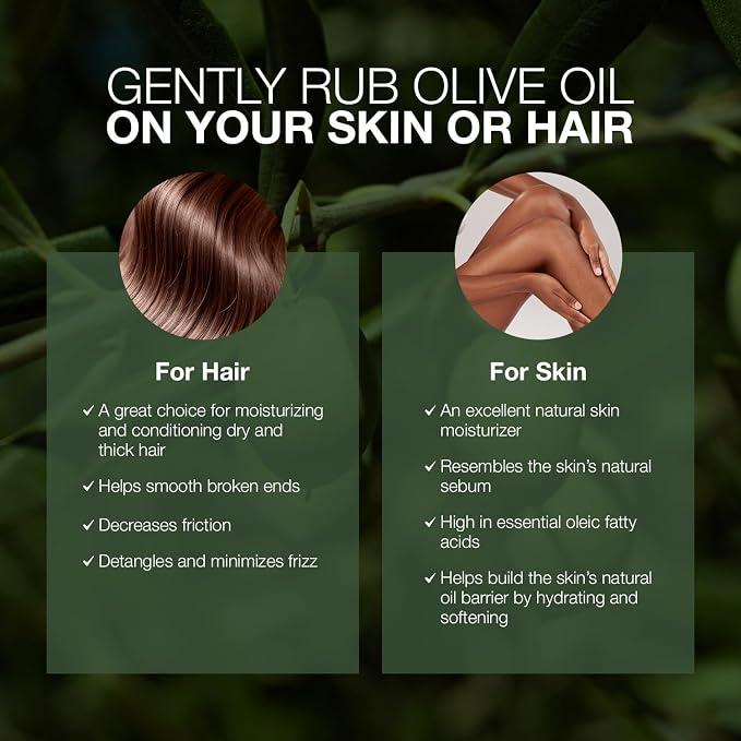 100% Pure Olive Oil for Hair, Skin and Nails 1 fl oz (30ml) Extra Virgin Unrefined Olea Europaea Oil with Dropper Deep Moisturizer Anti-Aging Body Oil & Scalp Treatment