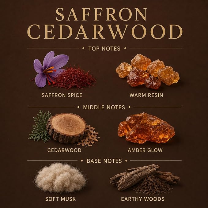 Affinati Saffron Cedarwood Signature Candle - 10 oz Luxury Soy Blend Wax Candle, Long-Lasting Home Fragrance