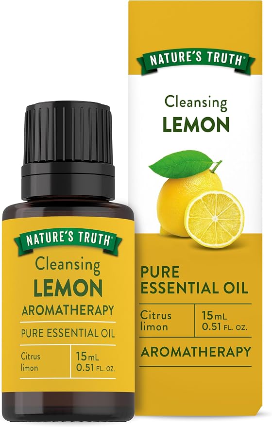 Nature's Truth Lemon Essential Oil | 15 mL | for Diffuser, Aromatherapy, and Massage | Pure Plant Based, Non-GMO & Gluten Free