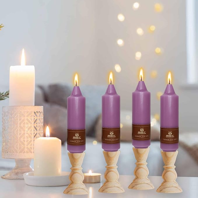 4 PCS Purple Candlesticks 5 inch Small Taper Candles Stick Unscented for Wedding Party Home Décor Candles Advent Candles