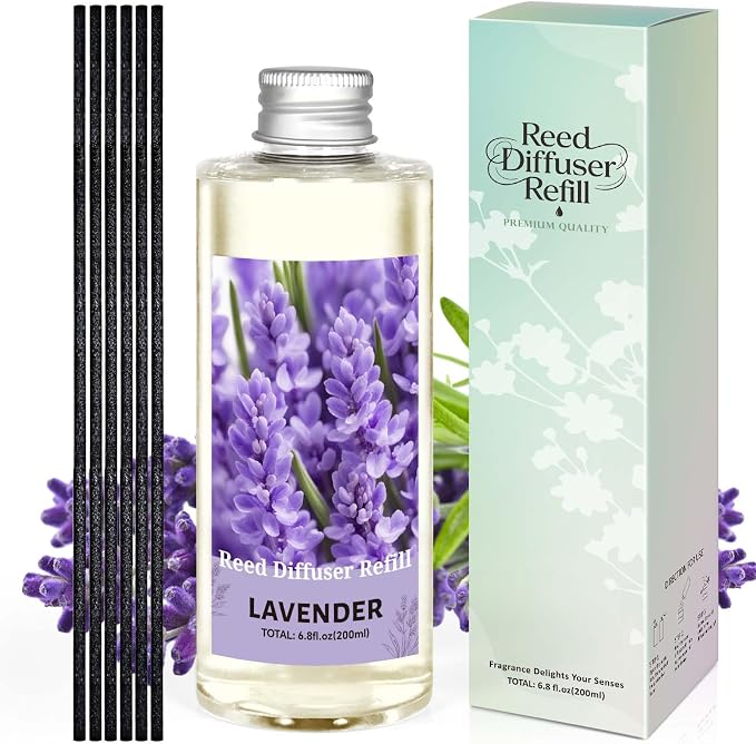 STRN Lavender Essential Oil Reed Diffuser Refill 200ml Long-Lasting Aromatherapy, Natural Fragrance Liquid with Eco-Friendly Bottle for Home, Bedroom, Spa