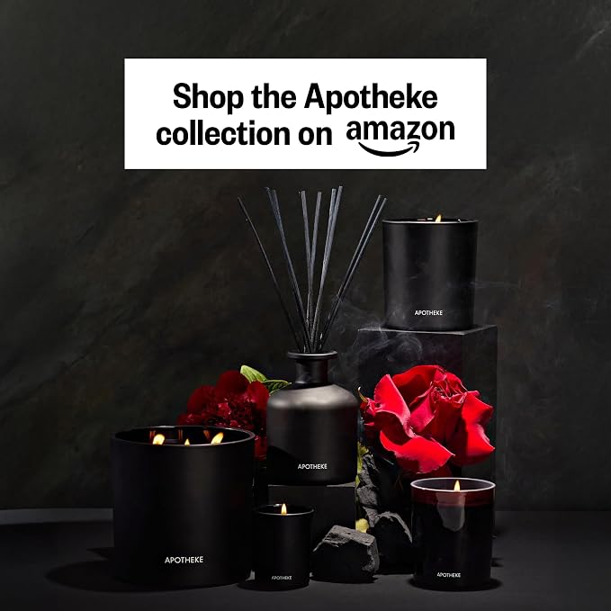 Apotheke Signature Scented Candles for Home, Charcoal Rouge - 10.5 oz - Soy Wax, Non Toxic, Large Jar Black - Luxury Candle Gifts for Women & Men - Birch Wood, Elemi, Damask Rose, and Smoke