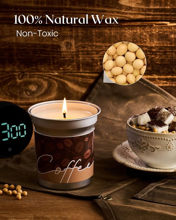 M&SENSE Coffee Candles Latte Scented, Soy Wax 12.3oz | 75 Hours Long Lasting, Clean Burn, Stress Relief Aromatherapy, Gifts for Coffee Lovers, Cozy Winter Holiday Home Decor