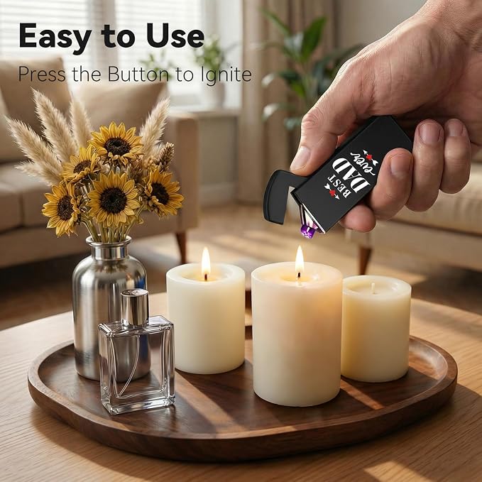 Coquimbo Fathers Day Dad Gifts from Daughter Son Wife: Electric Lighter Dad Mens Birthday Gifts, Rechargeable Windproof Flameless Dual Arc Plasma Lighters