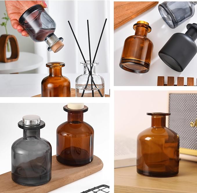 150ml/5oz Empty Refillable Glass Diffuser Bottle Aromatherapy Storage Container for Fragrance Bathroom Decoration