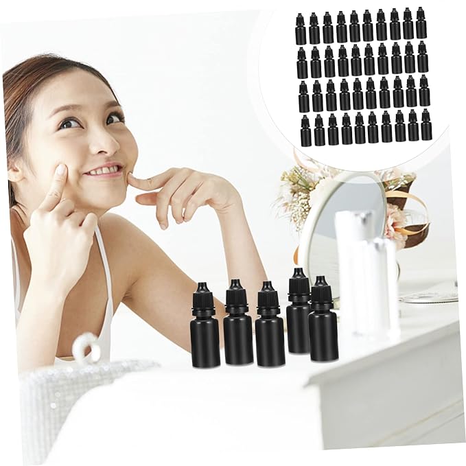 MERRYHAPY 50pcs Refillable Dropper Bottles Portable Empty Containers for Travel Leak Liquid Storage for Beauty and Daily Use