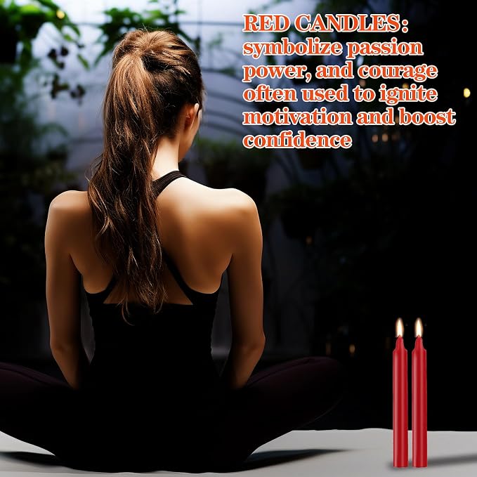 Kunrsug 24 Pack Red Spell Chime Candles – Premium Mini Unscented Taper Candles for Rituals, Prayer, Birthdays, Meditation, Altar, Spells, Chime Candles - 4 Inch Tall - Ideal for Witches