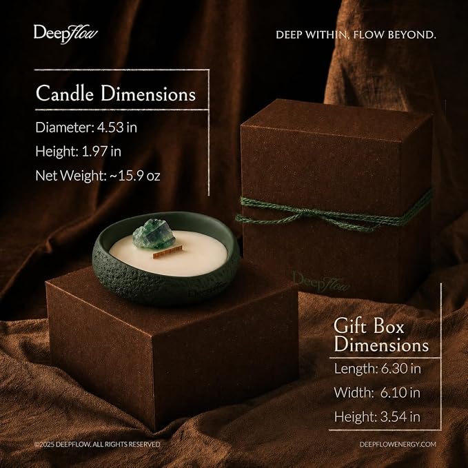 DEEP FLOW Emotional Healing Candle, Green Fluorite・Heart Chakra Harmony Candle (Love Flow)