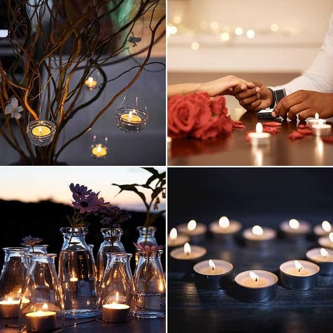 100 Pack Unscented Tealight Candles, 4 Hour Burn Time, Smokeless & Dripless White Tea Lights in Aluminum Cups, Standard Size Votive Candles for Wedding, Christmas, Halloween, Party, Décor & Emerge