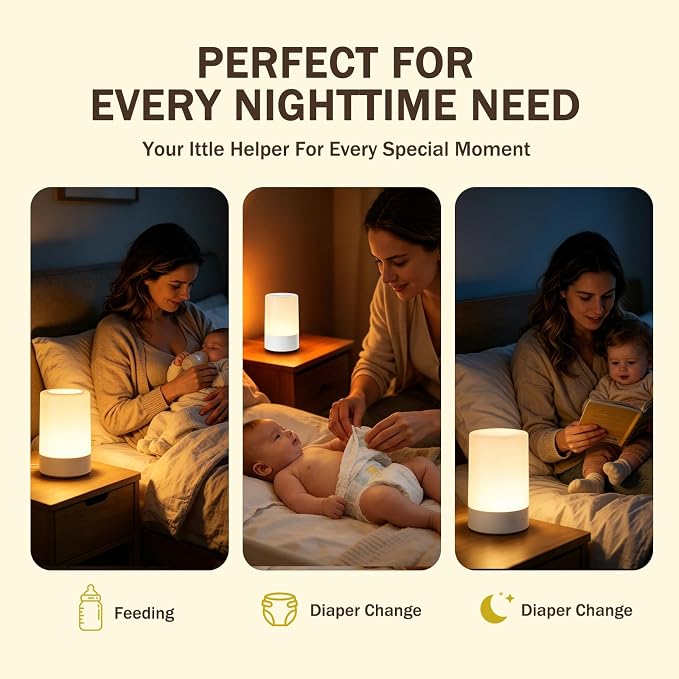G Keni Nursery Night Light for Baby, Portable LED Touch Night Lamp for Kids and Adult, Breastfeeding, Sleep Aid, USB Rechargeable Nursing Lamp, Bedside Dimmable Warm Night Light, Soft Eye Caring