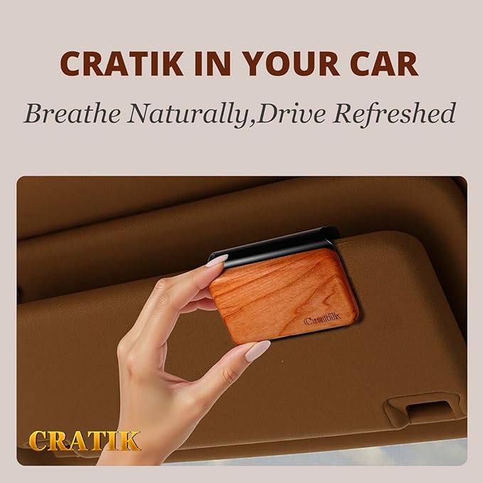 Car Air Freshener - Wood Air Freshener - Car Odor Eliminator for Visor Clip- Natural Scent Starter Kit, Vehicle Scent Diffuser for Cabin, Truck & SUV (Amber)