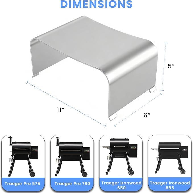 Stainless Steel Heat Baffle Diffuser Replacement for Traeger PRO 575 Pellet Grill, Flame Tamer for Traeger Ironwood 650/885 Pellet Grill Parts, Heat Shield for Traeger PRO 780 Pellet Grill and Smokers