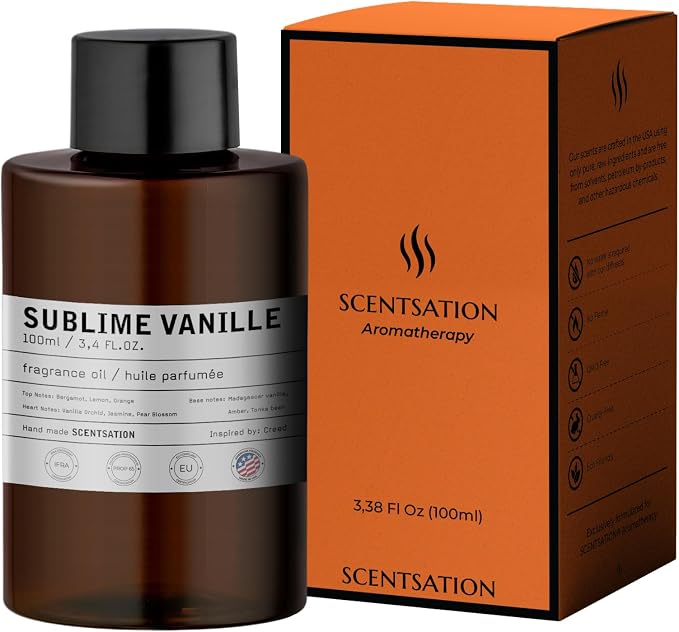 Essential Oils for Diffusers for Home - Sublime Vanilla Oil 3.4 Fl Oz - Everyday Aromatherapy - Long Lasting Hotel Collection Diffuser Oil - Oils for Diffuser - Made in USA