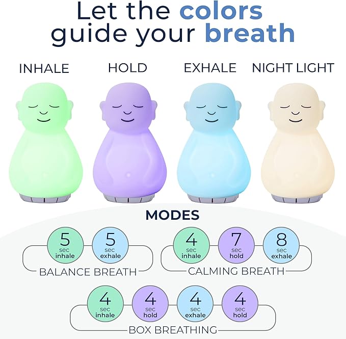 Mindsight 'Original Breathing Buddha' Guided Visual Meditation | 3 Modes to Slow Your Breathing & Calm Your Mind | Stress & Anxiety Relief | Wellness Gift | Adults, Kids, Classrooms | USB Rechargeable