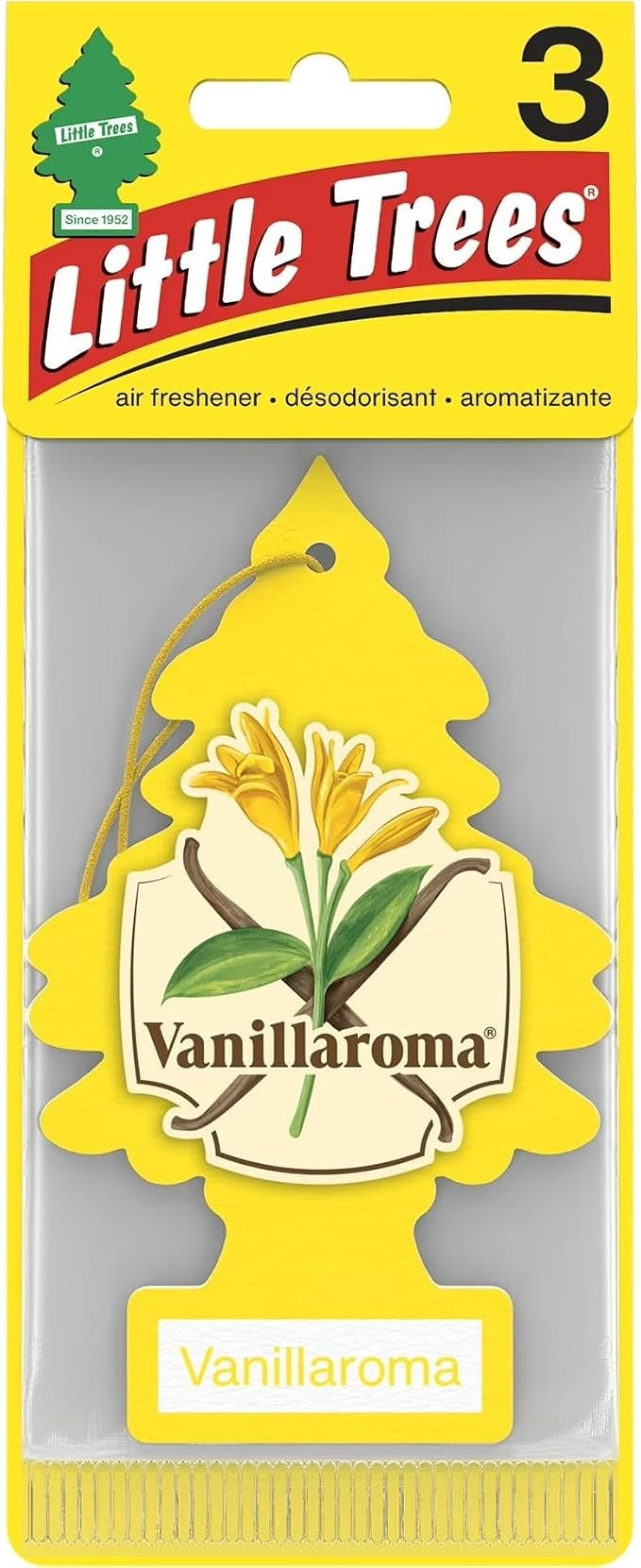 LITTLE TREES Car Air Freshener | Hanging Paper Tree for Home or Car | Vanillaroma | 3 Pack