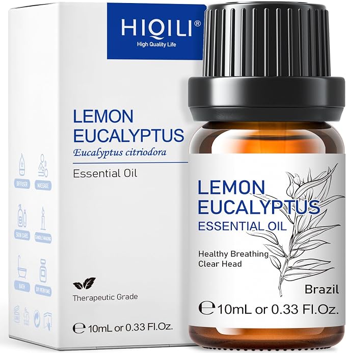 HIQILI Lemon Eucalyptus Oil, for Spary, Diffuser, Indoors, Outdoors, Garden, Yard,- 0.33 Fl Oz