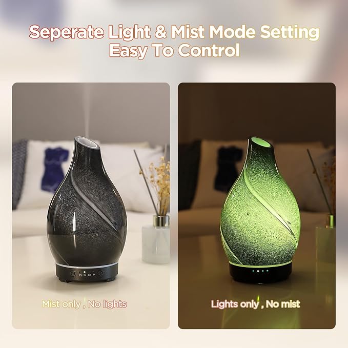 INRORANS Star River Aromatherapy Diffuser - 160ml Ultrasonic Essential Oil Diffuser with 7-Color LED Night Light, Cool Mist Humidifier, Intermittent Mode & Auto Shut-Off for Home, Gift