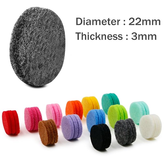 42pcs Replacement Refill Pads(22mm) for Aromatherapy Essential Oil Diffuser Necklace Diffuser Bracelet Car Diffuser Vent Clip with 14 Colors