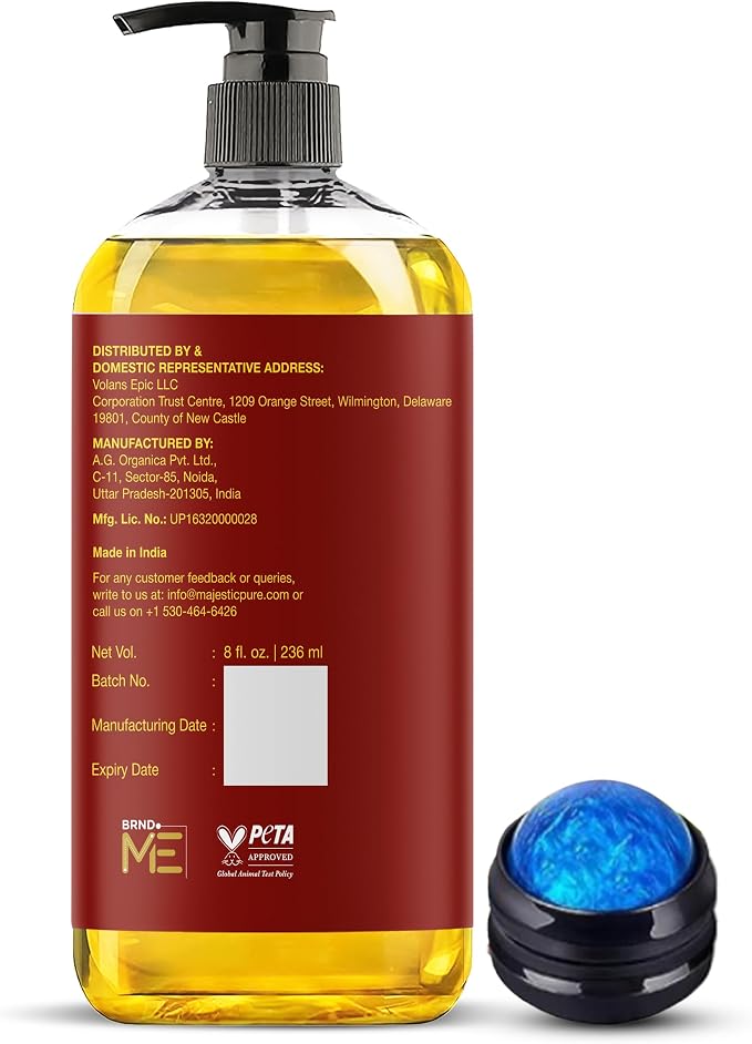 Majestic Pure Cellulite Massage Oil for Massage Therapy- Refreshing and Relaxing- Natural Oils with Grapeseed, Eucalyptus, Grapefruit & Lemon Oil- All Skin Types- Men and Women Massage Lotion- 8 fl oz
