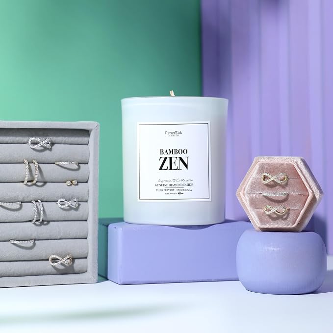 Foreverwick Bamboo Zen Candle | Diamond Candle Gift | Relaxing Candle Scent | Aromatherapy Candle for Bath, Destress & Clearance | Strong Scented Candles for Decor | 14 oz & 70 Hours Burning Time