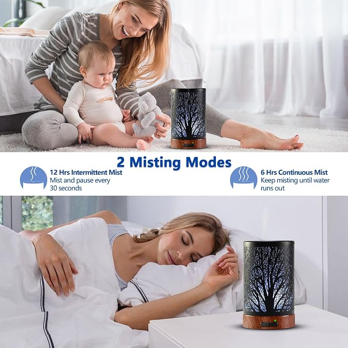 EQUSUPRO Essential Oil Diffuser Aromatherapy Diffuser 150ml with 6 Essential Oils Set, Diffuser for Essential Oils, Auto Off 7 Colors Night Light Gifts for Mom