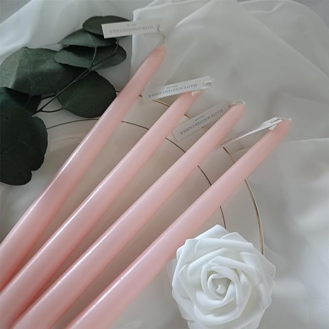 Pink Taper Candles Scent Candlesticks,10 Inch Dripless Candlestick Scented Tapered Candles Long Candle Sticks for Dinner Decor Housewarming Party,4pcs (8D-Pink)