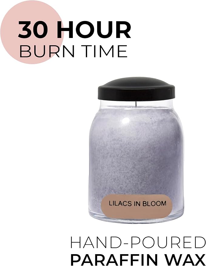 A Cheerful Giver - Lilacs In Bloom Baby Scented Glass Jar Candle (6oz) with Lid & True to Life Fragrance Made in USA