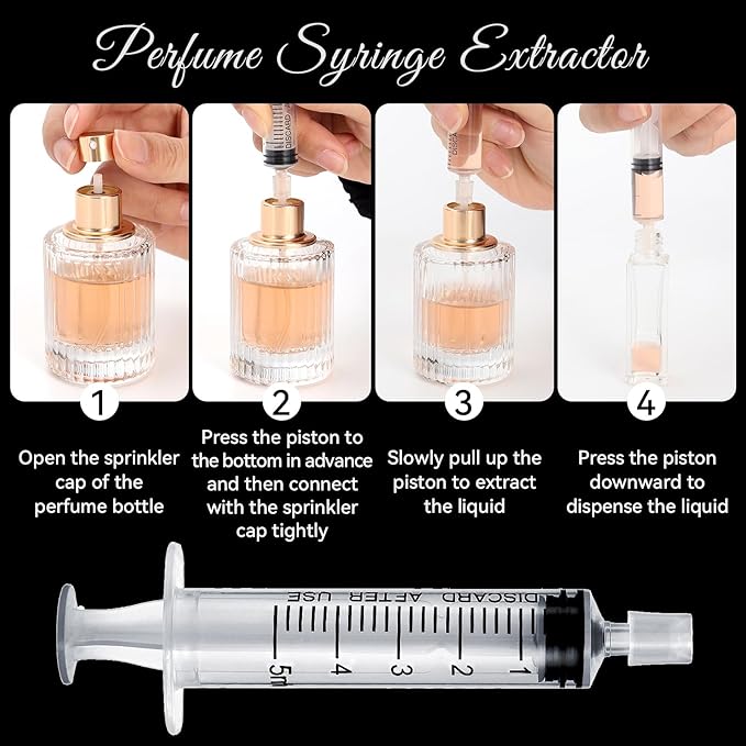 10pcs Perfume Refill Tool Kit,Plastic Perfume Dispenser Transfer Tools,Travel Refill Tool Set for Liquid Cologne Fragrance Sample Essential Oils (Golden, 5ml/10pcs)